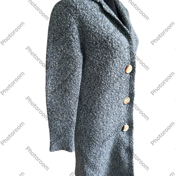 Alpha Massimo Rebecchi EUR 42 Blue Merino Wool & Alpaca Button Coatigan - Picture 3 of 7